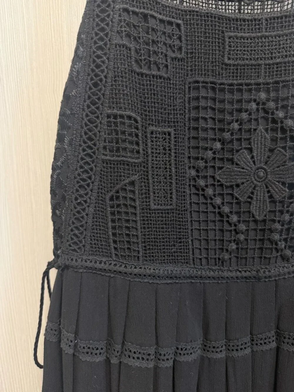 Free People Black Crochet Lace Mini Dress Size Large